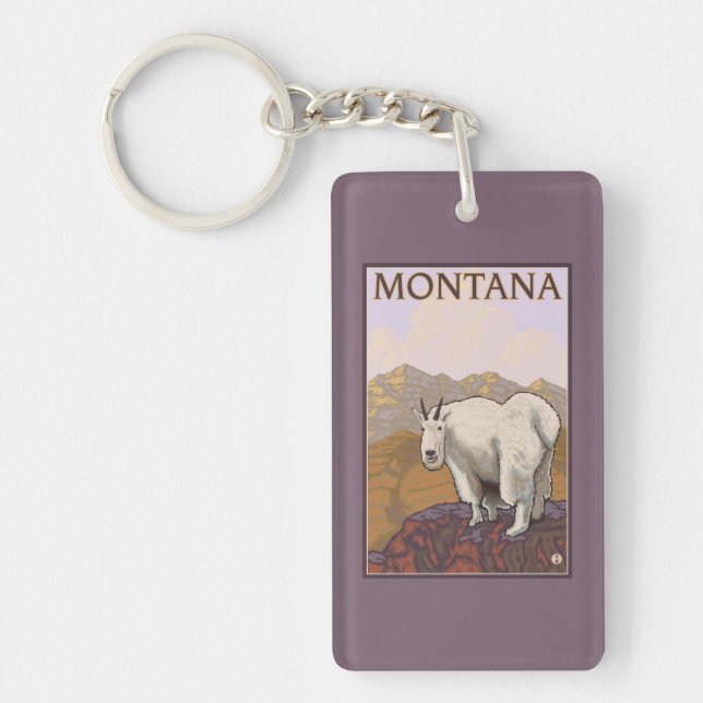 MontanaMountain Goat Vintage Travel Poster Key Ring (Front)