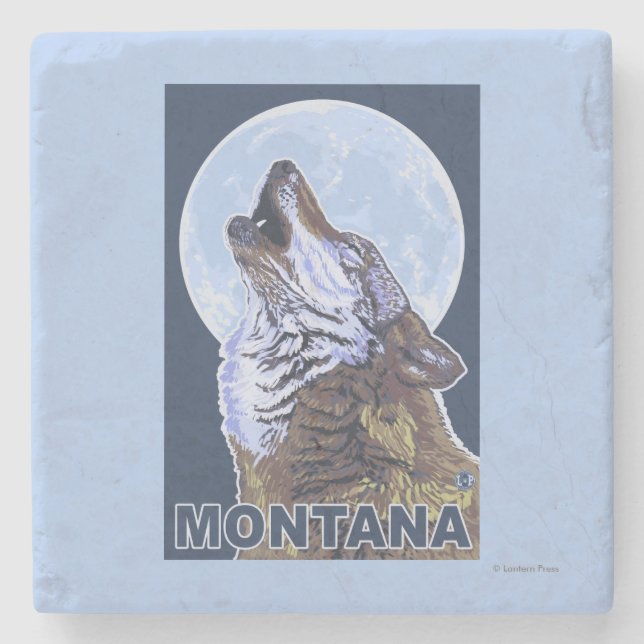 MontanaWolf Howling Stone Coaster (Front)