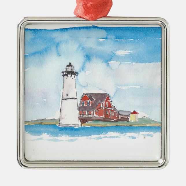 Montauk Lighthouse Long Island Metal Tree Decoration (Front)