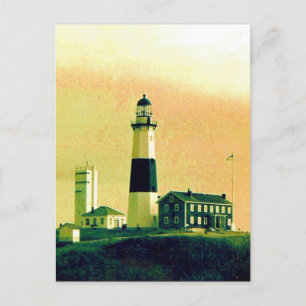 montauk lighthouse up postcard