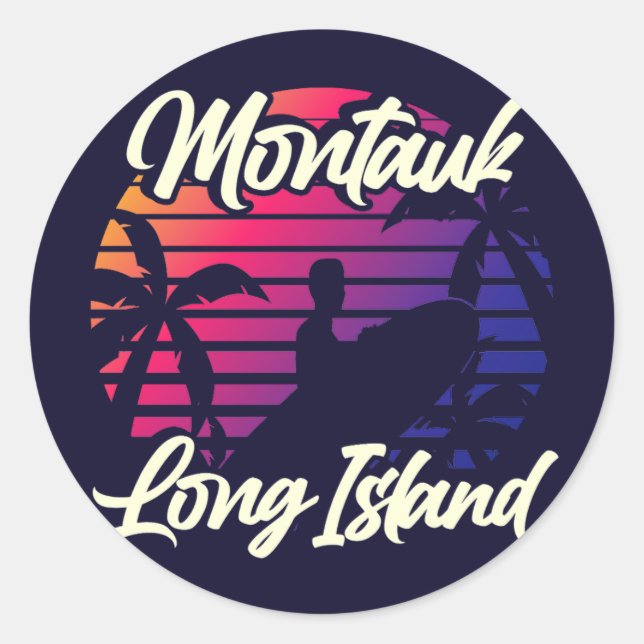 Montauk, Long Island Classic Round Sticker (Front)