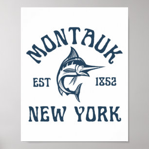 Montauk New York Fishing Marlin Travel Fish Beach  Poster