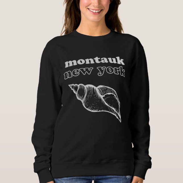 Montauk New York Long Island Seashell Beach Ocean Sweatshirt (Front)