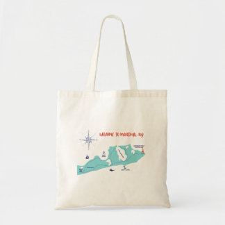 Montauk New York Map Tote Bag Welcome to Montauk
