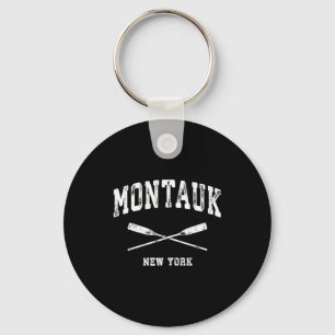 Montauk New York Vintage Nautical Crossed Oars Key Ring