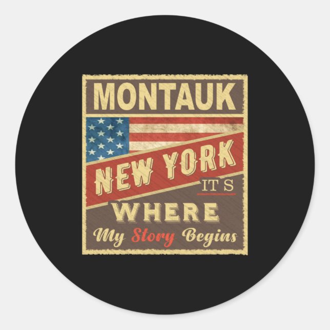 Montauk Ny Its Where My Story Begins _1  Classic Round Sticker (Front)