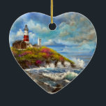 Montauk Point Lighthouse Ceramic Tree Decoration<br><div class="desc">Created from my Original Art</div>