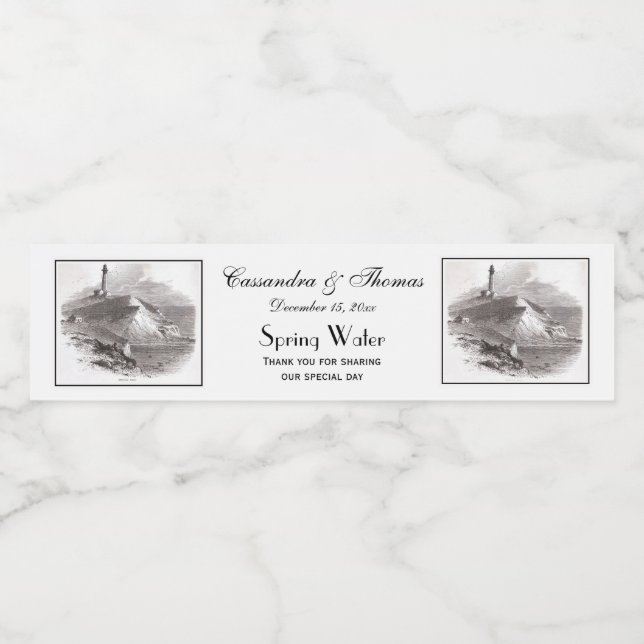 Montauk Point Lighthouse Hamptons Long Island NY Water Bottle Label (Single Label)