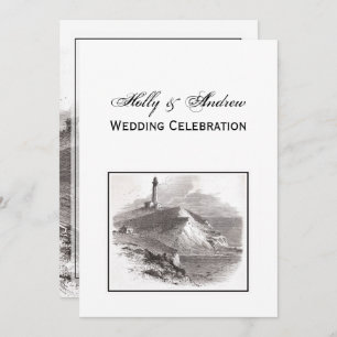 Montauk Point Lighthouse Hamptons Wedding V Invitation