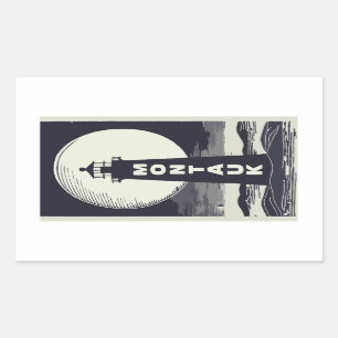 Montauk Point Lighthouse Moon Rectangular Sticker