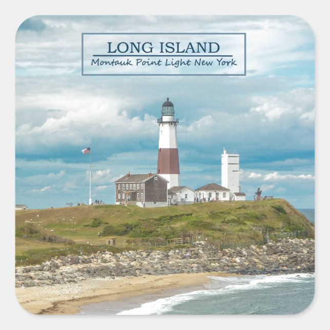 Montauk Point Lighthouse Square Sticker (Front)