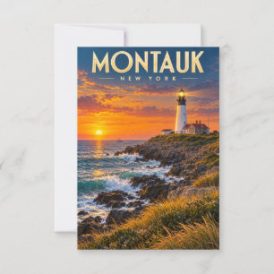 Montauk Point Lighthouse Sunset New York  RSVP Card