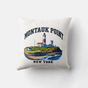 Montauk Point Lighthouse Throw Pillow