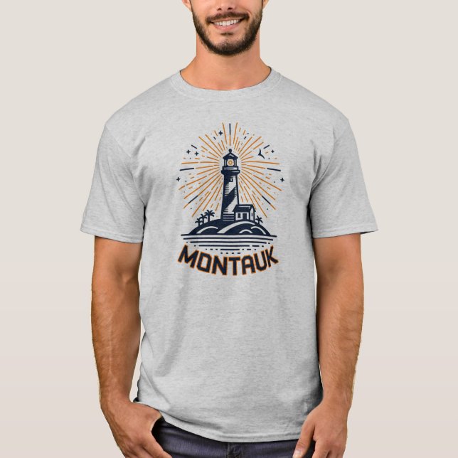 Montauk Point New York Lighthouse Sunrise T-Shirt (Front)