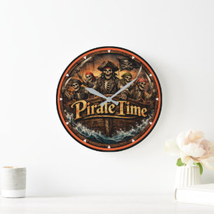 Montauk Salvage Co. Pirate Time Wall Clock