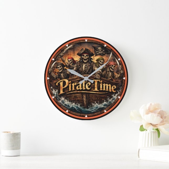 Montauk Salvage Co. Pirate Time Wall Clock (Home)