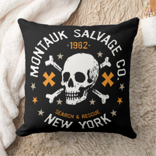 Montauk Salvage Co. Skull Logo Pillow 6