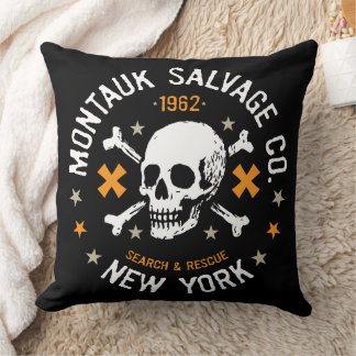 Montauk Salvage Co. Skull Logo Pillow 6