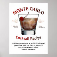 Monte Carlo Cocktail Recipe 18"X24" 