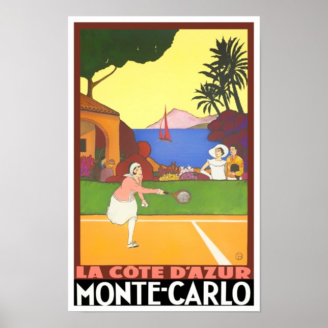 Monte Carlo Monaco France vintage travel Poster (Front)