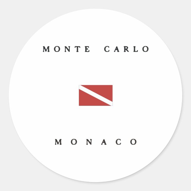 Monte Carlo Monaco Scuba Dive Flag Classic Round Sticker (Front)
