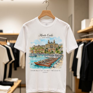 Monte Carlo Monaco Watercolor Art T-Shirt