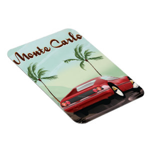Monte Carlo sports car travel poster Magnet