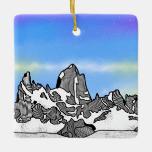 Monte Fitz Roy Mountain Landscape Ceramic Tree Decoration