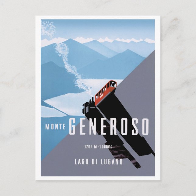 Monte Generoso Travel Poster Illustration Postcard (Front)