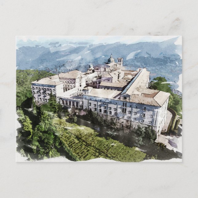Montecassino Tuscany Italy Historic Monastery Art Postcard (Front)