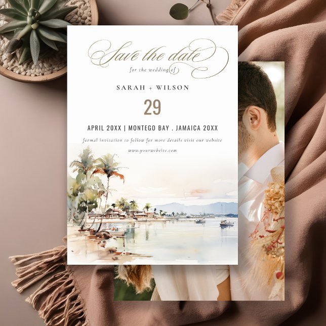 Montego Bay Jamaica Landscape Photo Wedding Save The Date (Creator Uploaded)