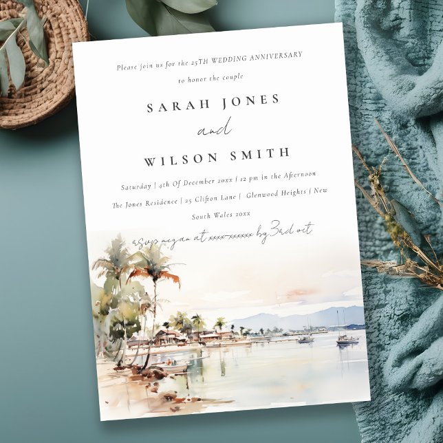 Montego Bay Jamaica Landscape Wedding Anniversary  Invitation (Creator Uploaded)