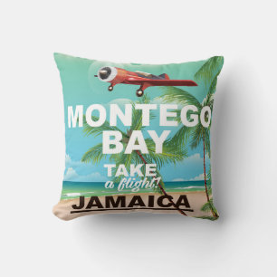 Montego Bay Jamaica vintage travel poster Cushion
