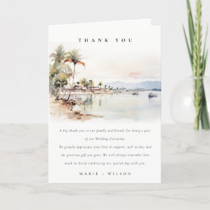 Montego Bay Jamaica Watercolor Landscape Wedding Thank You Card