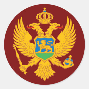 Montenegro country coat arms symbol emblem flag classic round sticker