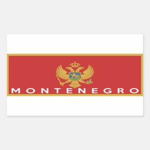 montenegro country flag symbol name text rectangular sticker
