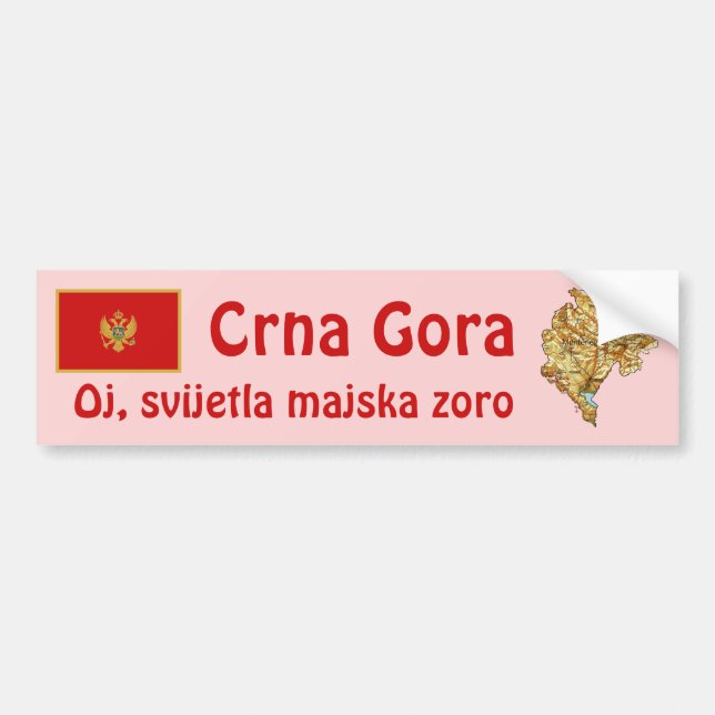Montenegro Flag + Map Bumper Sticker (Front)