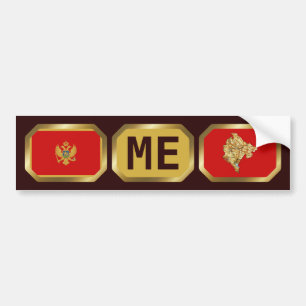 Montenegro Flag Map Code Bumper Sticker