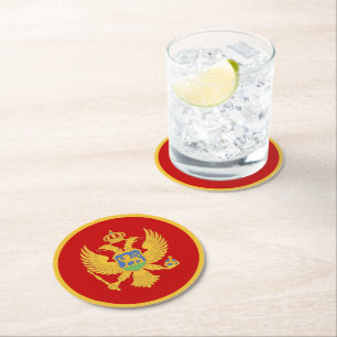 Montenegro flag round paper coaster