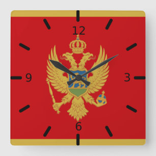 Montenegro flag square wall clock