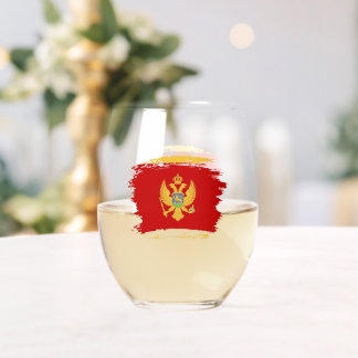 Montenegro flag stemless wine glass