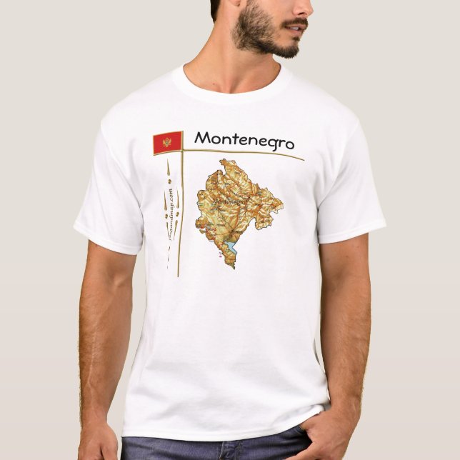Montenegro Map + Flag + Title T-Shirt (Front)