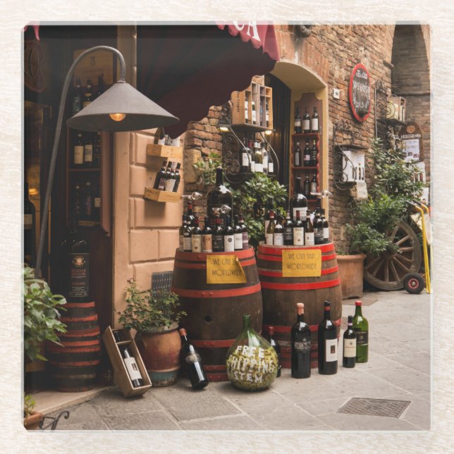 Montepulciano Wine Shop Glass Coaster (Front)