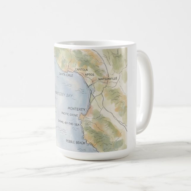 Monterey Bay California Regional Map  Coffee Mug (Front Right)