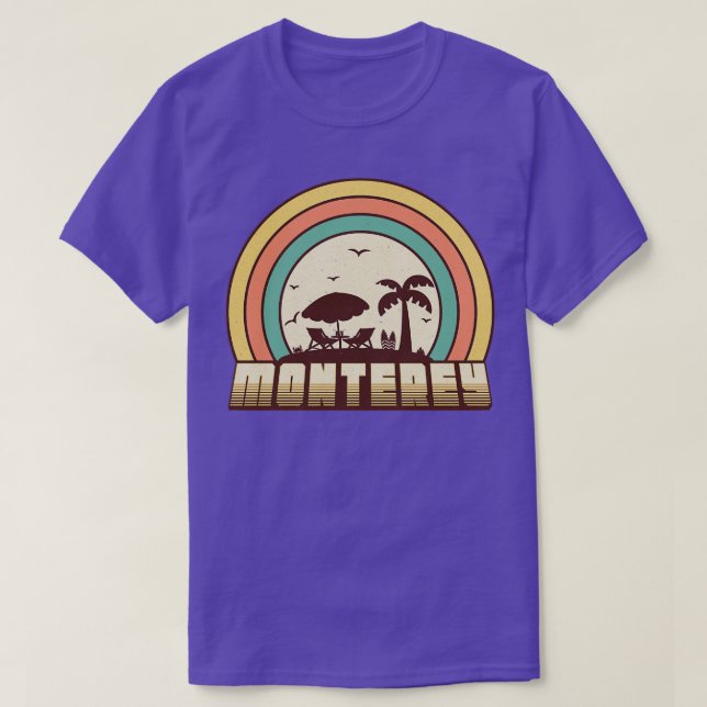 Monterey Beach Retro Sunset Style T-Shirt (Design Front)