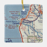 Monterey CA 50's Map Ceramic Ornament<br><div class="desc">Monterey CA and Carmel California Christmas ornament made from 1955 vintage road map.</div>