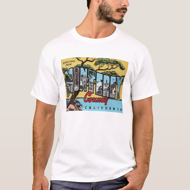 Monterey, CA Vintage Scenic Letters T-Shirt (Front)