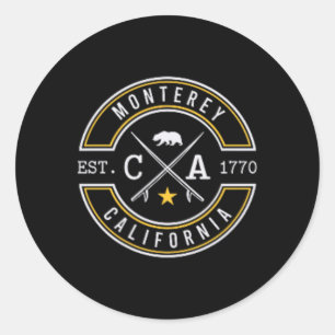 Monterey California Ca Retro Surfer Beach Front An Classic Round Sticker
