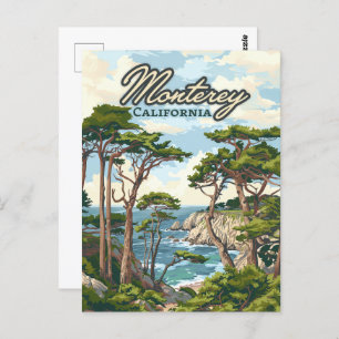 Monterey California Cypress Trees Ocean Coast Postcard