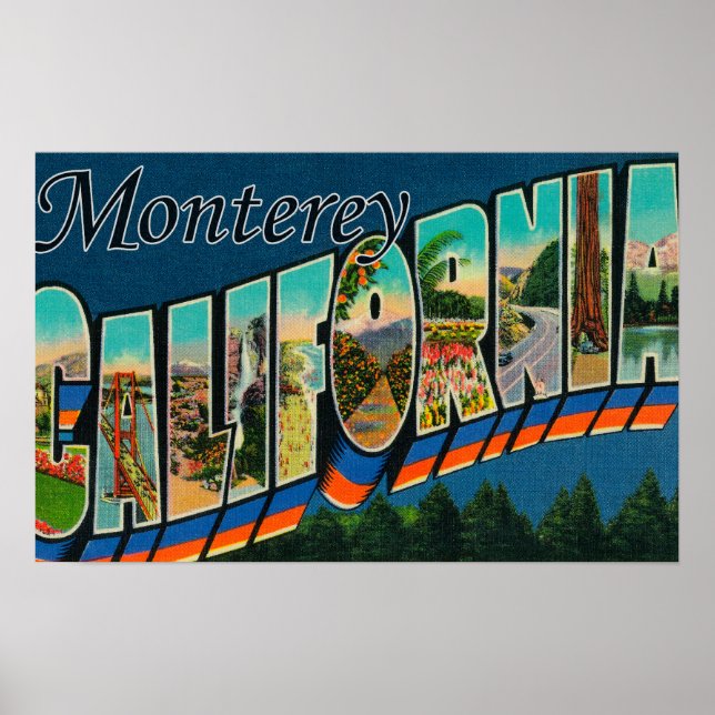 Monterey, California - Large Letter Scenes Poster (Front)